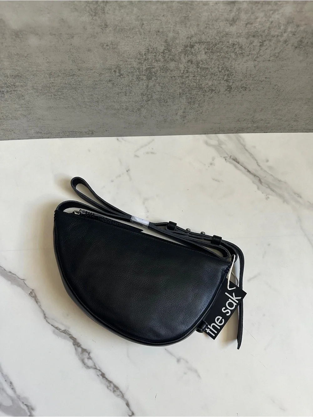 NWT The Sak Tess Sling Leather Bag | Crescent Crossbody Bag Black